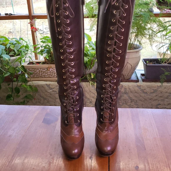 Bally Leather Platform Lace-Up Over the Knee Boots 7.5 - Picture 13 of 14